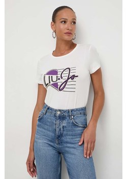 Liu Jo t-shirt damski kolor beżowy ze sklepu ANSWEAR.com w kategorii Bluzki damskie - zdjęcie 168941128