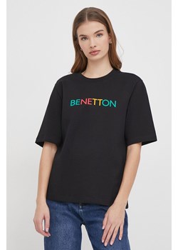 United Colors of Benetton t-shirt bawełniany damski kolor czarny ze sklepu ANSWEAR.com w kategorii Bluzki damskie - zdjęcie 168941276