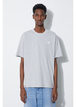 New Balance t-shirt bawełniany Essentials Cotton męski kolor szary melanżowy MT41509AG ze sklepu PRM w kategorii T-shirty męskie - zdjęcie 168957267