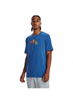 Męski t-shirt z nadrukiem Under Armour UA Curry Splash Party SS - niebieski ze sklepu Sportstylestory.com w kategorii T-shirty męskie - zdjęcie 168963439