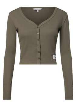 Calvin Klein Jeans Damska kurtka koszulowa Kobiety Bawełna khaki jednolity ze sklepu vangraaf w kategorii Swetry damskie - zdjęcie 168975165