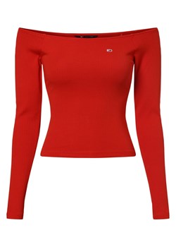 Tommy Jeans Damska koszulka z długim rękawem Kobiety Bawełna czerwony jednolity ze sklepu vangraaf w kategorii Bluzki damskie - zdjęcie 168975177