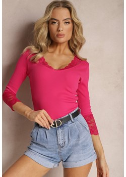 Różowa Bluzka z Bawełny z Delikatną Koronką Ovela ze sklepu Renee odzież w kategorii Bluzki damskie - zdjęcie 168977308