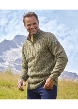 Trykotowy sweter z wykładanym kołnierzem i warkoczami Forest ze sklepu Atlas For Men w kategorii Swetry męskie - zdjęcie 168977957