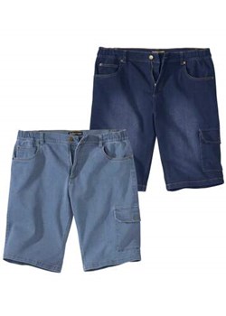 Zestaw 2 par jeansowych bermudów-bojówek ze stretchem ze sklepu Atlas For Men w kategorii Spodenki męskie - zdjęcie 168978199