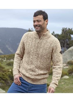 Trykotowy sweter z warkoczami i wykładanym kołnierzem ze sklepu Atlas For Men w kategorii Swetry męskie - zdjęcie 168978388