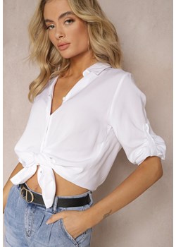 Biała Koszula o Klasycznym Kroju z Bawełny i Wiskozy oraz z Rękawem 3/4 Azoya ze sklepu Renee odzież w kategorii Koszule damskie - zdjęcie 168980755