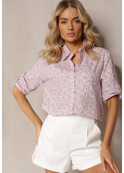 Jasnoróżowa Koszula z Bawełny Ozdobiona Wzorem w Kwiaty Vilnas ze sklepu Renee odzież w kategorii Koszule damskie - zdjęcie 168980866