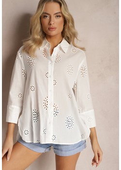 Biała Haftowana Koszula z Bawełny na Guziki Bernicce ze sklepu Renee odzież w kategorii Koszule damskie - zdjęcie 168980869