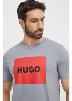 HUGO t-shirt bawełniany kolor szary z nadrukiem 50467952 ze sklepu ANSWEAR.com w kategorii T-shirty męskie - zdjęcie 168981779