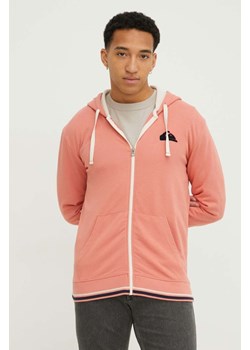 Quiksilver bluza męska kolor różowy z kapturem z aplikacją ze sklepu ANSWEAR.com w kategorii Bluzy męskie - zdjęcie 168981856