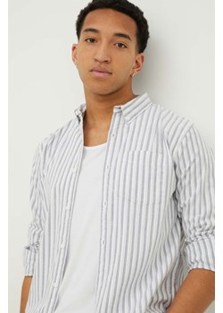 Hollister Co. koszula męska kolor biały regular z kołnierzykiem button-down ze sklepu ANSWEAR.com w kategorii Koszule męskie - zdjęcie 168981928