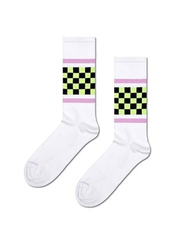 Happy Socks skarpetki Checked Stripe Sneaker Sock kolor biały ze sklepu ANSWEAR.com w kategorii Skarpetki damskie - zdjęcie 168982015