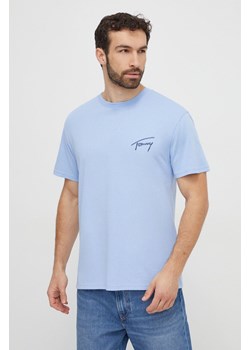Tommy Jeans t-shirt bawełniany męski kolor niebieski z aplikacją DM0DM17994 ze sklepu ANSWEAR.com w kategorii T-shirty męskie - zdjęcie 168982616