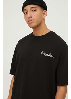 Tommy Jeans t-shirt bawełniany męski kolor czarny z aplikacją DM0DM18575 ze sklepu ANSWEAR.com w kategorii T-shirty męskie - zdjęcie 168982728