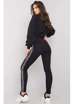 Legginsy damskie z lampasem RV-LG-7375.74, Kolor czarny, Rozmiar S, Rue Paris ze sklepu Intymna w kategorii Spodnie damskie - zdjęcie 168984045