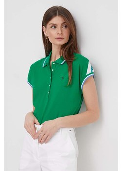 Tommy Hilfiger polo damski kolor zielony ze sklepu ANSWEAR.com w kategorii Bluzki damskie - zdjęcie 168988895
