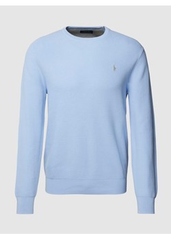 Sweter z fakturowanym wzorem i wyhaftowanym logo ze sklepu Peek&Cloppenburg  w kategorii Swetry męskie - zdjęcie 168989407