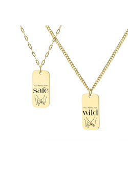 Naszyjniki dla par złote nieśmiertelniki na łańcuszku dla zakochanych Safe Wild ze sklepu manoki.pl w kategorii Naszyjniki - zdjęcie 169004665