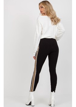 Czarne legginsy damskie z lampasem VI-LG-5020.17X, Kolor czarno-beżowy, Rozmiar M, FactoryPrice ze sklepu Primodo w kategorii Spodnie damskie - zdjęcie 169010628