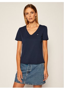 Tommy Jeans T-Shirt V Neck DW0DW09195 Granatowy Slim Fit ze sklepu MODIVO w kategorii Bluzki damskie - zdjęcie 169052746