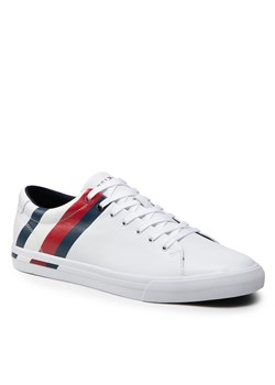Sneakersy Tommy Hilfiger Corporate Stripes Leather Vulc FM0FM04003 White YBR ze sklepu eobuwie.pl w kategorii Trampki męskie - zdjęcie 169062539