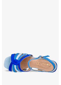 Niebieskie sandały na słupku ze skórzaną wkładką Casu ER22X16-BL ze sklepu Casu.pl w kategorii Sandały damskie - zdjęcie 169081198