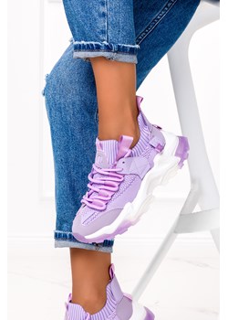 Fioletowe sneakersy na platformie buty sportowe sznurowane Casu 8260-6 ze sklepu Casu.pl w kategorii Buty sportowe damskie - zdjęcie 169081805