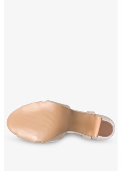 Beżowe sandały na słupku błyszczące t-bar Casu ER23X2-BE ze sklepu Casu.pl w kategorii Sandały damskie - zdjęcie 169082006