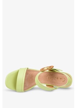 Zielone sandały na słupku ze skórzaną wkładką Casu ER22X14-GR ze sklepu Casu.pl w kategorii Sandały damskie - zdjęcie 169082178