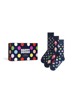 Happy Socks skarpetki Gift Box Navy 3-pack kolor granatowy ze sklepu ANSWEAR.com w kategorii Skarpetki damskie - zdjęcie 169105689