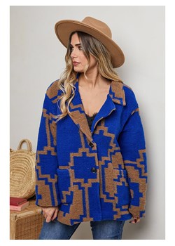 Plus Size Company Płaszcz zimowy &quot;Isaya&quot; w kolorze niebiesko-beżowym ze sklepu Limango Polska w kategorii Płaszcze damskie - zdjęcie 169111955