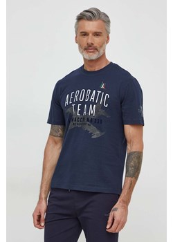 Aeronautica Militare t-shirt bawełniany męski kolor granatowy z nadrukiem TS2219J641 ze sklepu ANSWEAR.com w kategorii T-shirty męskie - zdjęcie 169112989