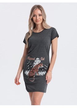 Piżama damska koszula nocna 256ULR - grafitowa ze sklepu Edoti w kategorii Piżamy damskie - zdjęcie 169130878