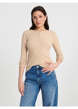 Sinsay - Koszulka z długimi rękawami - kremowy ze sklepu Sinsay w kategorii Bluzki damskie - zdjęcie 169132606
