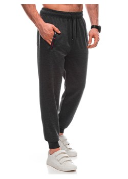 Spodnie męskie dresowe 1456P - grafitowe ze sklepu Edoti w kategorii Spodnie męskie - zdjęcie 169134037
