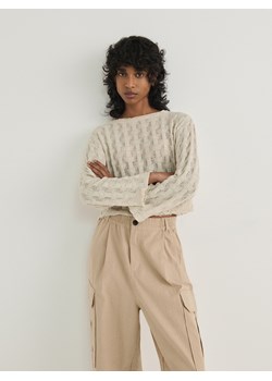 Reserved - Bluza ze strukturalnej dzianiny - kremowy ze sklepu Reserved w kategorii Swetry damskie - zdjęcie 169144848
