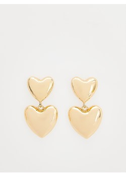 Reserved - Pozłacane wiszące kolczyki serca - złoty ze sklepu Reserved w kategorii Kolczyki - zdjęcie 169144909