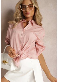 Jasnoróżowa Oversizowa Koszula Bawełniana o Klasycznym Kroju Alattia ze sklepu Renee odzież w kategorii Koszule damskie - zdjęcie 169147178