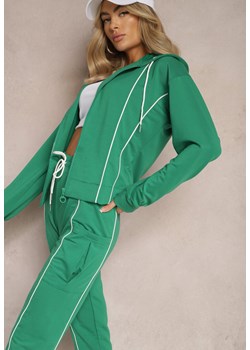 Zielony Komplet Dresowy Bluza z Kapturem i Joggery z Cienkimi Lamówkami Zivatia ze sklepu Renee odzież w kategorii Dresy damskie - zdjęcie 169147288