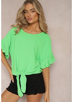 Zielona Bluzka na Dole Wiązana z Falbanką przy Ramionach Ratellsa ze sklepu Renee odzież w kategorii Bluzki damskie - zdjęcie 169147308