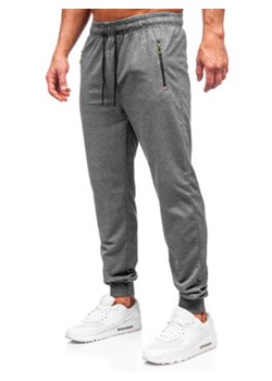 Szare spodnie męskie joggery dresowe Denley JX6107 ze sklepu Denley w kategorii Spodnie męskie - zdjęcie 169163425