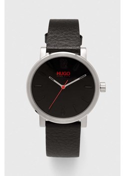 HUGO zegarek męski kolor czarny ze sklepu ANSWEAR.com w kategorii Zegarki - zdjęcie 169163685