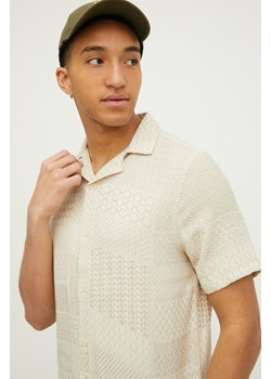 Hollister Co. koszula bawełniana męska kolor beżowy regular ze sklepu ANSWEAR.com w kategorii Koszule męskie - zdjęcie 169164027
