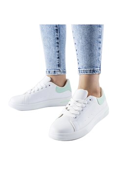 Biało-zielone sneakersy Leland białe ze sklepu ButyModne.pl w kategorii Buty sportowe damskie - zdjęcie 169167346