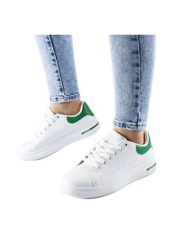 Biało-zielone sneakersy Leland białe ze sklepu ButyModne.pl w kategorii Trampki damskie - zdjęcie 169167347