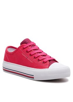 Tommy Hilfiger Trampki Low Cut Lace-Up Sneaker T3A9-33185-1687 S Różowy ze sklepu MODIVO w kategorii Trampki dziecięce - zdjęcie 169185087