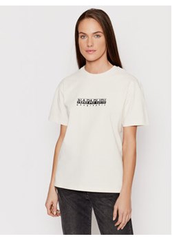 Napapijri T-Shirt S-Box NP0A4GDD Beżowy Regular Fit ze sklepu MODIVO w kategorii Bluzki damskie - zdjęcie 169187917