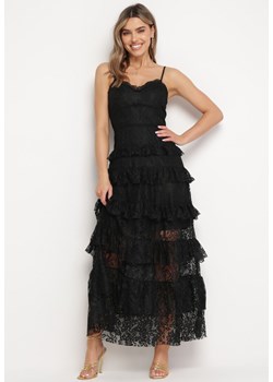 Czarna Sukienka Maxi Koronkowa na Regulowanych Ramiączkach Viresta ze sklepu Born2be Odzież w kategorii Sukienki - zdjęcie 169199877