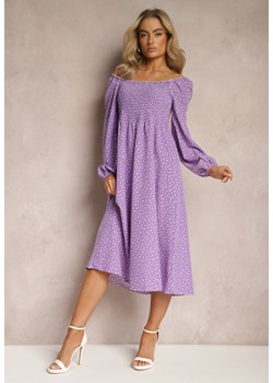 Fioletowa Midi Sukienka Rozkloszowana w Kropki Gernia ze sklepu Renee odzież w kategorii Sukienki - zdjęcie 169206589